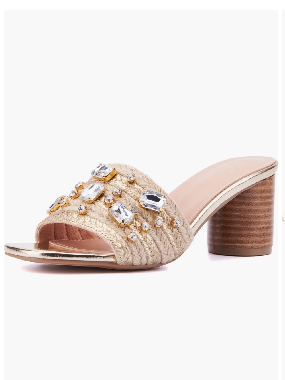 NY & Company Raquelle Heeled Rhinestone Jute Sandals